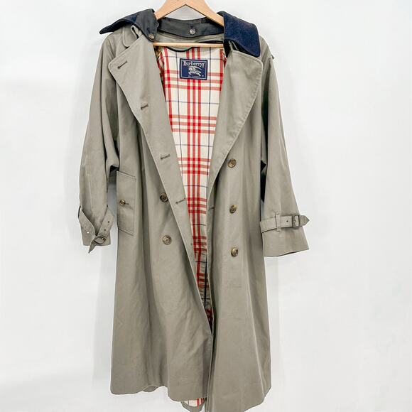 Burberry Trench Long Coat Kensington Coat Brown Green Belt Jacket Wool 14 P - Picture 10 of 15
